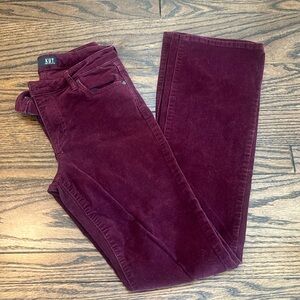 Kut from the Kloth Karen Baby Bootcut. Burgundy corduroy pants